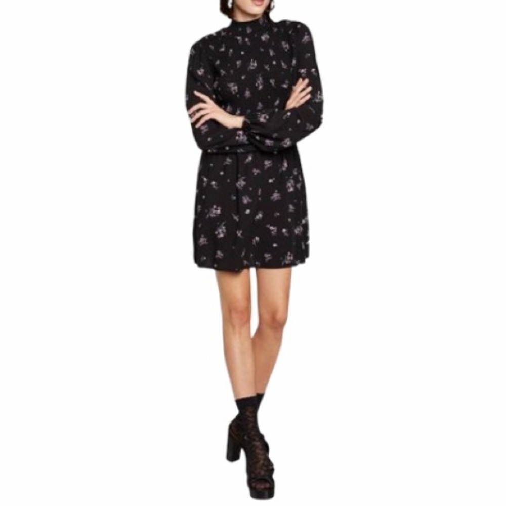 Wild Fable High Neck Smocked Floral Print Dress